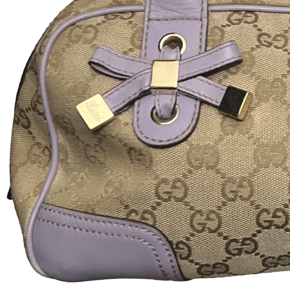 Gucci Canvas and Lilac Colored Leather Handbag - Picture 8 of 17